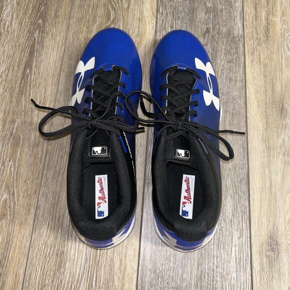 Under Armour Mens Size 13 Baseball Cleats 1297317-001 Blue Black Sneaker Shoes - Picture 8 of 11